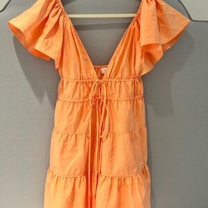 A.L.C. Tangerine Ruffle Mini Dress